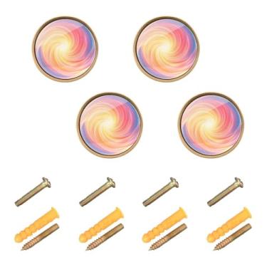 Imagem de CEBUGI Conjunto de puxadores de armário com 4 puxadores de gaveta redondos coloridos com parafusos puxadores de armário de cozinha para gaveta porta guarda-roupa cômoda