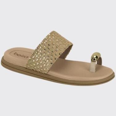 Imagem de Sandália Rasteira Feminina Cabedal Brilhante Beira Rio 8513.115.30054-Feminino