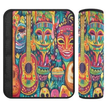 Imagem de Burbuja Capa para cinto de segurança de carro Mardi Gras Protetor de cinto de segurança de carro macio confortável para alça de ombro de assento de carro, 1 par médio