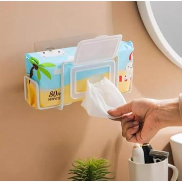 Imagem de Suporte de papel de parede para toalha, sem perfuração, para cozinha, armazenamento multiuso para lenços úmidos, filme aderente, guardanapos e rolo de papel, fácil instalação