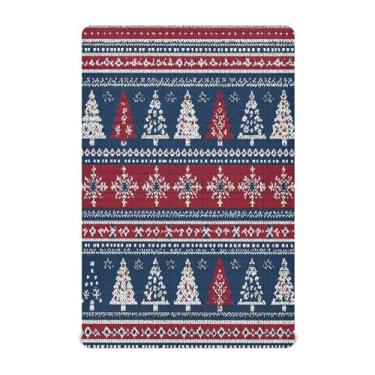 Imagem de Qilmy Lençóis de berço de Natal com estampa escandinava vermelha, de microfibra macia, respirável, elástico, lençol com elástico para meninos e meninas, mini berço 132 x 71 cm, capa de colchão