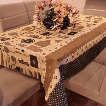 Imagem de Toalha de Mesa de Linhão Elegante e Durável - 4 6 ou 8 Lugares Tecido Sofisticado e Resistente (Marrom Cozinha,4 Lugares)