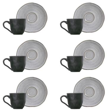 Imagem de Conjunto De Xícara De Cafezinho Com Pires 06 Peças Orgânico Concreto Porto Brasil