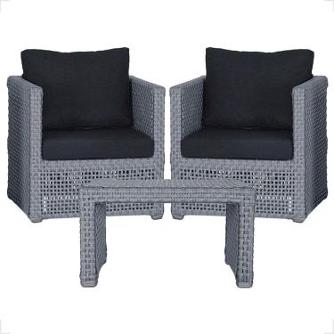 Imagem de Mesa E 2 Poltronas Madri Corda Náutica Estofado 12 Trama Prata