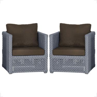 Imagem de 2 Poltronas Madri Alumínio Corda Náutica Estofado 9 Trama Prata