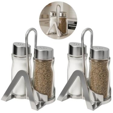 Imagem de 2 Galheteiros Porta Azeite Sal 2 Pçs e Suporte P/Guardanapo