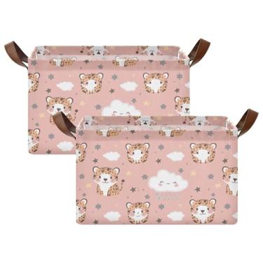 Imagem de Organizadores de armário e armazenamento para organização e armário de armazenamento, cestas de armazenamento dobráveis para prateleiras com alças, caixas de armazenamento 17 x 29 x 25 cm, nuvens de