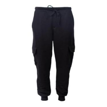 Imagem de Calça Masculina Over Surf Jogger Cargo Punho Moletom Preto-Feminino