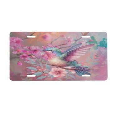 Imagem de Placa de licença de mola de beija-flor rosa para placas dianteiras de carro alumínio metal adequado para caminhão, placa de porta de carro, bar, café, acessórios automotivos para homens e mulheres 15