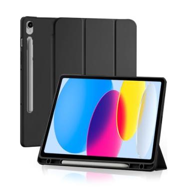 Imagem de Capa para Samsung Galaxy Tab S10 Lite / S10 FE / S9 / S9 FE 10.9-11 Polegadas 2025/2023 com Suporte para Pencil Parte Traseira em TPU Macio função de ativação/desativação automática, Preto