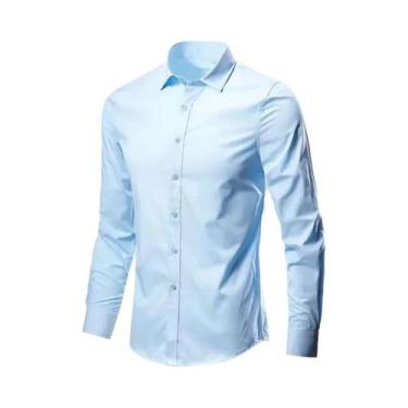 Imagem de Camisa Social Masculina Slim Fit De Manga Longa Antirrugas Elástica Ma
