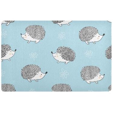 Imagem de TSENQUE Tapete de porta azul personalizado para entrada interna grande tapete de boas-vindas engraçado, tapete de Halloween, tapetes de entrada internos laváveis para casa, 81 cm x 50 cm