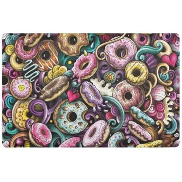 Imagem de TSENQUE Tapete de porta personalizado vermelho verde donut Halloween decoração de varanda tapetes de porta interna para entrada de casa tapete de Halloween 81,3 cm x 50,8 cm