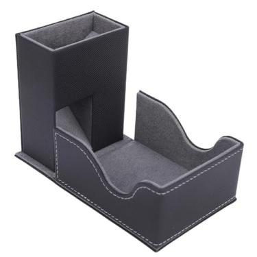Imagem de SPYMINNPOO Torre de Rolos de Dados, Bandeja de Dados Magnética de Camada Dupla Com Textura Antiderrapante e Forro de Flanela, Caixa de Couro PU Dobrável para Jogos de Tabuleiro de Cartas (Preto Cinza)