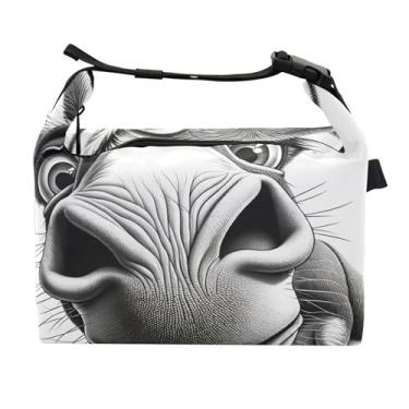 Imagem de TSENQUE Lancheira personalizada engraçada burro fofa cinza portátil feminina lancheira para trabalho linda flor comida bolsa isolada para adultos