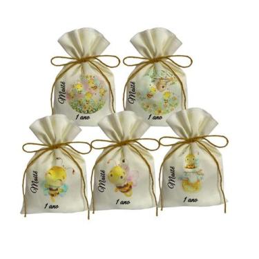 Imagem de 20 Saquinhos Lembrancinhas Festa Personalizado Abelha Abelhinha - AR P