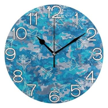 Imagem de GAIGEO Número do relógio branco com relógio de parede Kedu analógico decorativo relógio de cozinha bonito estético silencioso sem tique-taque, decoração de parede de casa de fazenda moderna, 25 cm