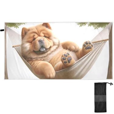 Imagem de TSENQUE Toalhas de praia turcas florais à prova de areia Chow Chow cachorro fofo filhote de cachorro toalhas extra grandes toalha de praia adultos secagem rápida viagem verão presentes de praia para