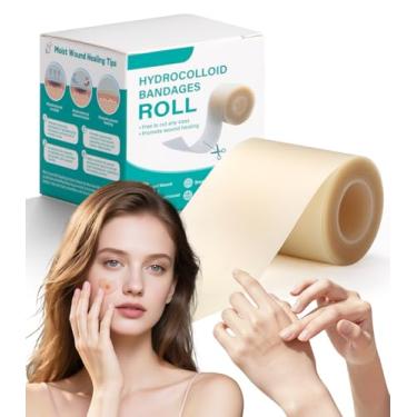 Imagem de Rolo hidrocolóide atualizado de 5 cm x 1,8 m para tratamento de feridas, bandagens grandes com adesivo autoadesivo, ultra absorvente, flexível, impermeável, tamanho faça você mesmo, kit essencial de