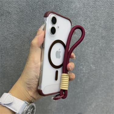 Imagem de Capa de celular magnética transparente fosca, ultrafina e sem moldura para iPhone 15, 12, 13, 14, 16 Pro Max Plus, capa rígida, vermelha, para iPhone 16 Plus