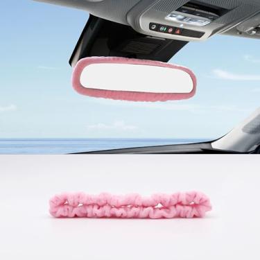 Imagem de Alieemo Capa de espelho retrovisor de carro, elástico confortável interior de pelúcia protetor de espelho retrovisor para meninas e mulheres, acessórios decorativos de carro universal para veículos