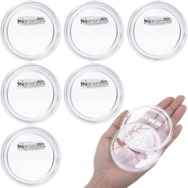 Imagem de Winsyison 6 peças de botões personalizados transparentes de 7,5 cm, botões de acrílico em branco para artesanato, broche redondo em branco para fazer crachá personalizado para fazer suprimentos para