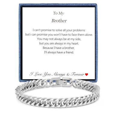 Imagem de Aospkle Pulseira Masculina de Corrente de Elos Cubanos para Homens, Corrente de Aço Inoxidável de Prata de 8 mm, Hip Hop, Natal, Graduação, Aniversário, Joias para Pai, Filho, Irmão, Namorado