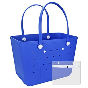 Imagem de lasierwo Bolsa de praia de borracha para mulheres, grande, à prova de areia, para esportes ao ar livre na praia, Azul royal, X-Large