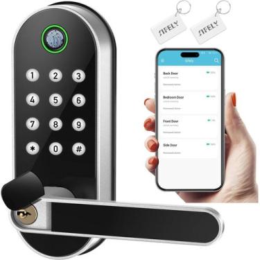 Imagem de Fechadura de porta inteligente Sifely Keyless-Entry em níquel