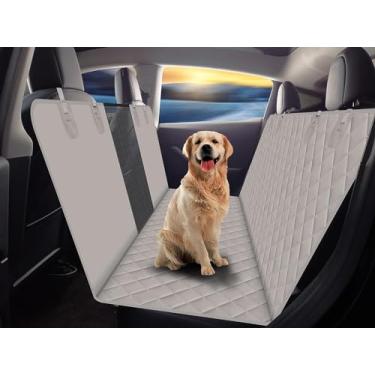 Imagem de Protetor de capa de banco traseiro de cachorro para carros SUV e caminhões com janela de malha, à prova de arranhões antiderrapante e material impermeável, cinza claro