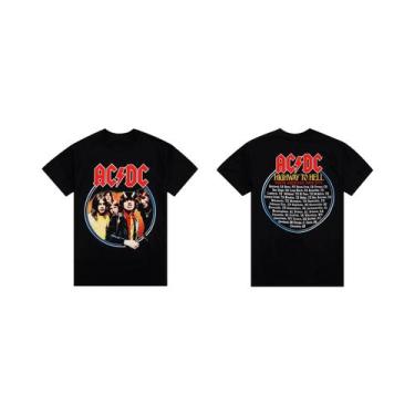 Imagem de Camiseta Unissex ACDC Rock Band Harajuku Y2K Com Estampa Casual De Ver