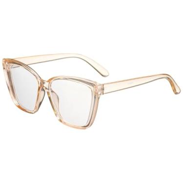 Imagem de HARFINGTON Óculos de sol para mulheres e homens, óculos de sol de policarbonato anti-luz azul tipo plano, óculos de sol modernos para dirigir, fazer compras e tirar fotos, marrom