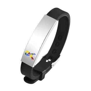 Imagem de Pulseira Identificação Personalizada Criança Autista Autismo Cor:Preto