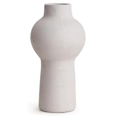 Imagem de Vaso grande de terracota branca para decoração de casa, vaso de piso boho moderno, vaso de cerâmica branca fosca para sala de estar, mesa de jantar, entrada (vaso grande branco)
