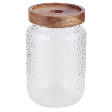 Imagem de aqxreight Conjunto de Jarra de Vidro Ampla Vasilha de Armazenamento Com Tampa de Madeira Hermética para Lanches de Grãos de café Nozes Biscoitos de 700ml Também Tempero de Decoração de café Adequado