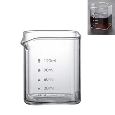 Imagem de Copo medidor de café expresso de vidro, copo medidor de café transparente resistente ao calor com escala, pequeno copo de leite de vidro para café expresso, acessórios de café barista (120 ml)