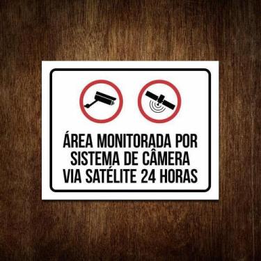 Imagem de Placa Área Monitorada Sistema Segurança Satélite 24H (27X35) - Sinaliz