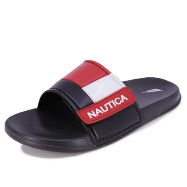 Imagem de Nautica Chinelo masculino atlético, tiras ajustáveis confortáveis, Bower 2 - Preto/Branco/Vermelho, 9