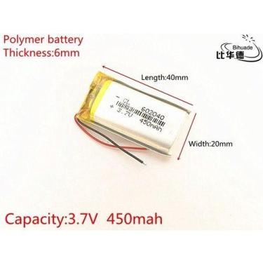 Imagem de Bateria  3,7v   450mah 6mm X 20mm X 40mm   602040 2 Fios - - KMIG