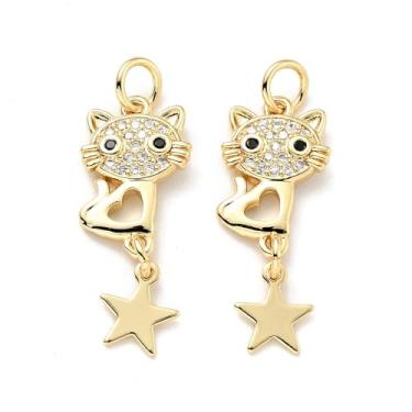 Imagem de Pingentes de zircônia cúbica de latão, 2 peças, pingentes de coração e estrela, banhados a ouro 18 K, joias pequenas, pingentes para brincos faça-você-mesmo, colar, pulseira, corrente, joias para