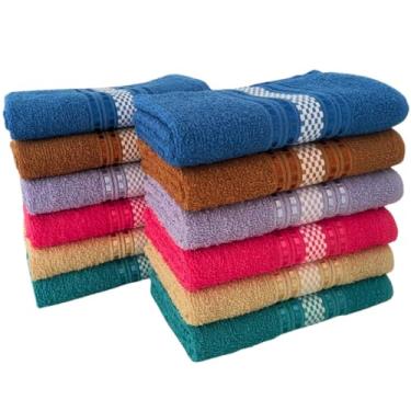 Imagem de Kit 12 Toalhas de Rosto 50x80cm 100% Algodão Absorventes Macias para Banheiro Hotel Academia Uso Diário (4)