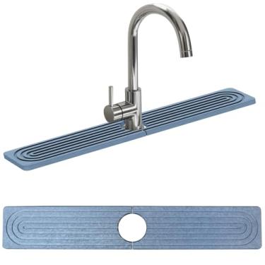 Imagem de Tapete de torneira para pia de cozinha – protetor de respingos de pia de pedra de diatomita de 61 x 10 cm, bandeja de torneira de absorção de água de secagem rápida e placa de drenagem de bancada