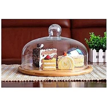 Imagem de 5sssallefaa Suporte de bolo de cozinha de restaurante conjunto de suporte de bolo doméstico caixa de bolo restaurante queijo sobremesa domo loja de bolos bandeja de sobremesa prato de madeira