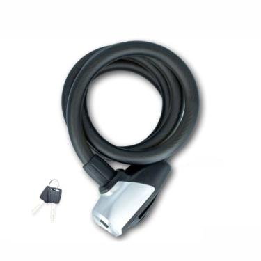 Imagem de Cadeado de trava de bicicleta com 2 chaves, 1/2 polegada de espessura, 1,2 m de comprimento, travas de bicicleta, resistente, anti-roubo, preto, fio de aço de alta resistência com corpo de trava de