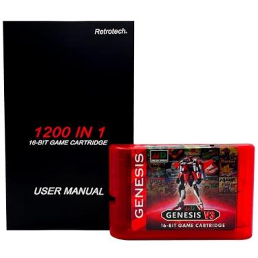 Imagem de Retrotech 1200 In 1 V3 Pro Game Cartridge For Sega Genesis Console - Clear Red