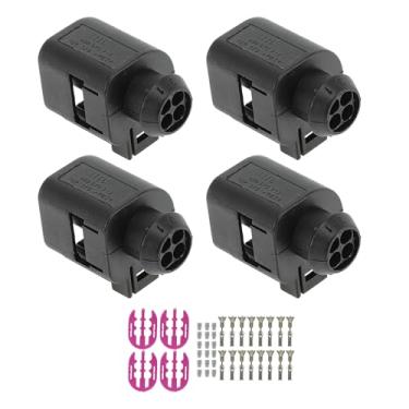 Imagem de INFINAUTO Conjunto de 4 conectores do sensor de temperatura do líquido de arrefecimento do motor de 4 pinos para Volkswagen fêmea adaptador terminal alojamento conector No.4B0973712
