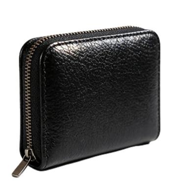 Imagem de Carteira com 12 compartimentos para cartão de crédito com bloqueio de RFID, para mulheres e homens, carteira fina de couro PU com zíper e bolsa para moedas, bolsa organizadora de armazenamento de