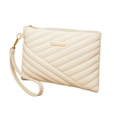 Imagem de Bolsa clutch carteira feminina moderna estilo longo carteira de armazenamento de grande capacidade bolsa de telefone presente para mulheres uso diário, Branco, Estilo retrô