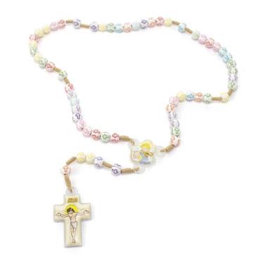 Imagem de Terço Infantil Cruz Colorida Plástico 8mm - Amém Decoração Religiosa