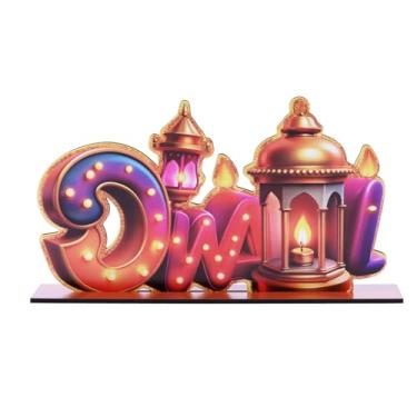 Imagem de Decorações de mesa Ramadan Eid Mubarak - Placas de mesa, mesas centrais de bandeja em camadas para decoração islâmica Al-Fitr Eid e Ramadã